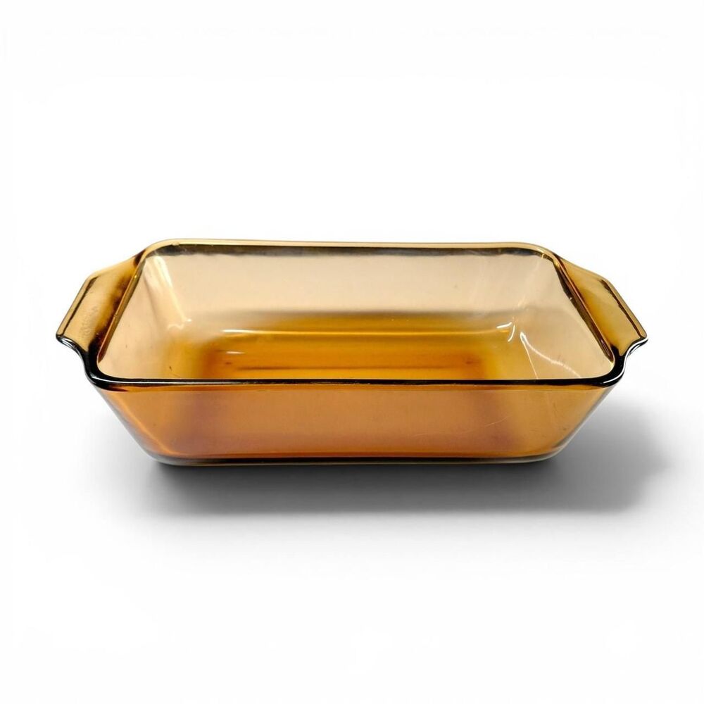Vintage Fire-King Amber Glass Loaf Pan 441 Unmarked Center